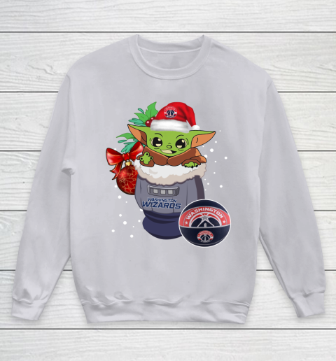 Washington Wizards Christmas Baby Yoda Star Wars Funny Happy NBA Youth Sweatshirt 4