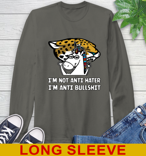 Jacksonville Jaguars NFL Football Unicorn I'm Not Anti Hater I'm Anti Bullshit Long Sleeve T-Shirt 8