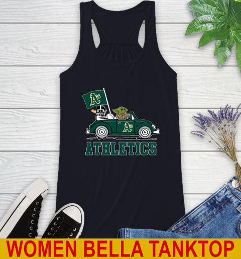 MLB Baseball Oakland Athletics Darth Vader Baby Yoda Driving Star Wars Shirt Racerback Tank 10