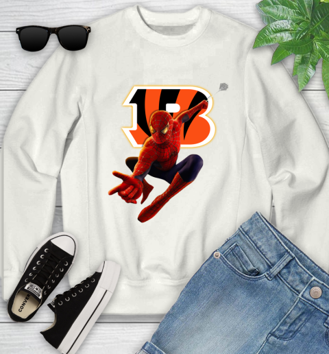 NFL Spider Man Avengers Endgame Football Cincinnati Bengals Youth Sweatshirt NFL Spider Man Avengers Endgame Football Cincinnati Bengals Youth Sweatshirt