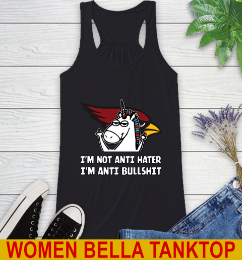 Arizona Cardinals NFL Football Unicorn I'm Not Anti Hater I'm Anti Bullshit Racerback Tank 2