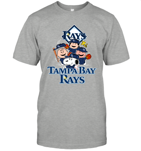 Snoopy and Charlie Brown playing baseball Tampa Bay Rays shirt