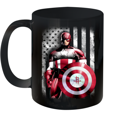 Houston Rockets NBA Basketball Captain America Marvel Avengers American Flag Shirt Ceramic Mug 11oz