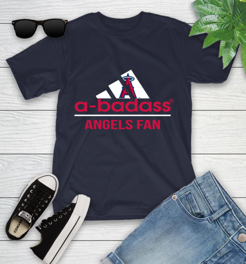 MLB A Badass Los Angeles Angels Fan Adidas Baseball Sports Youth T-Shirt 2
