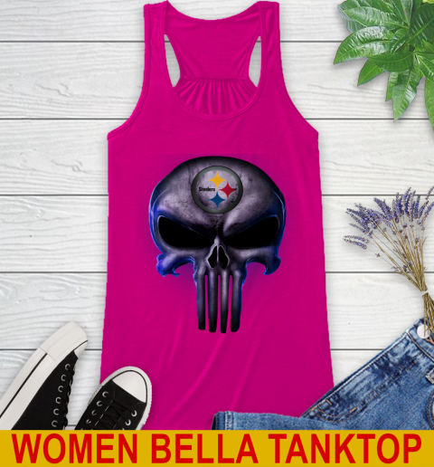 Pittsburgh Steelers NFL Football Punisher Skull Sports Racerback Tank 7 Pittsburgh Steelers NFL Football Punisher Skull Sports Racerback Tank - Image 7