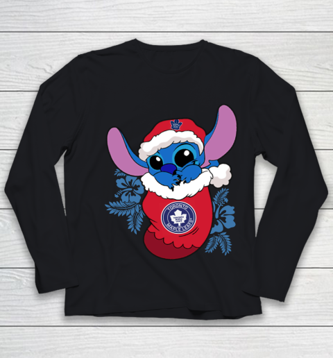 Toronto Maple Leafs Christmas Stitch In The Sock Funny Disney NHL Youth Long Sleeve