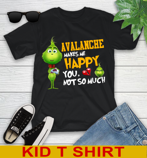 NHL Colorado Avalanche Makes Me Happy You Not So Much Grinch Hockey Sports Youth T-Shirt