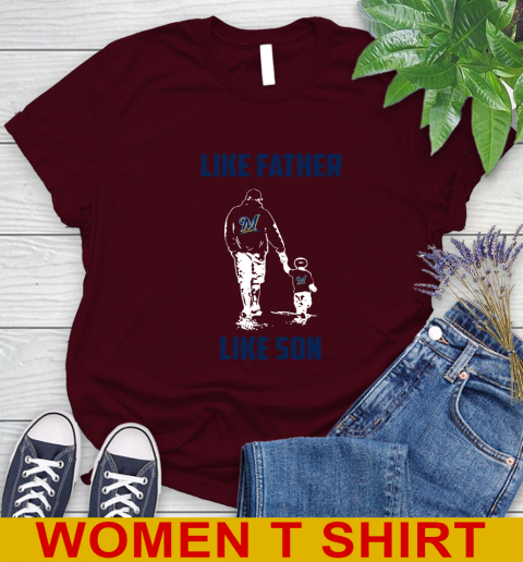 Milwaukee Brewers MLB Baseball Like Father Like Son Sports Women's T-Shirt 6