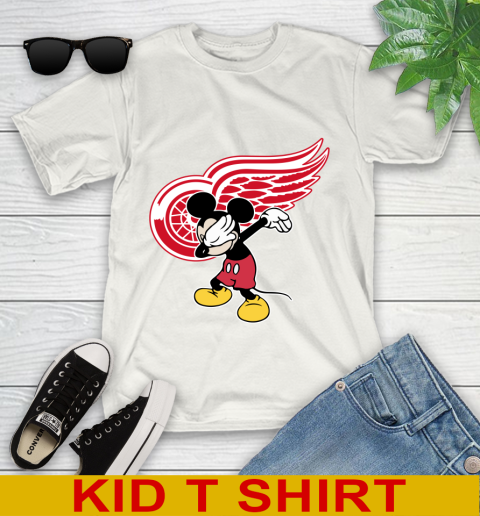 Detroit Red Wings NHL Hockey Dabbing Mickey Disney Sports Youth T-Shirt