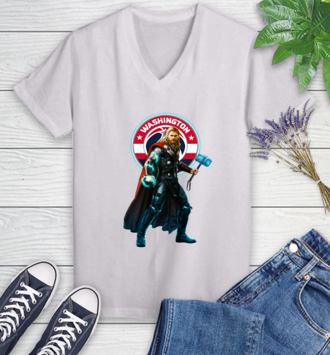 NBA Thor Avengers Endgame Basketball Washington Wizards Women's V-Neck T-Shirt