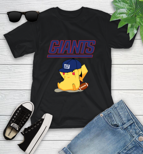 NFL Pikachu Football Sports New York Giants Youth T-Shirt 2