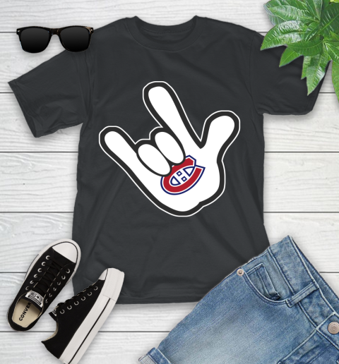 Montreal Canadiens NHL Hockey Mickey Rock Hand Disney Youth T-Shirt 2