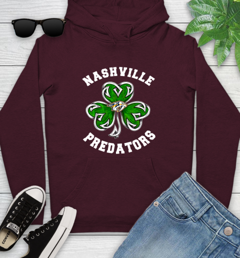 NHL Nashville Predators Three Leaf Clover St Patrick's Day Hockey Sports Youth Hoodie 7