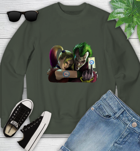 Philadelphia 76ers NBA Basketball Joker Harley Quinn Suicide Squad Youth Sweatshirt 10
