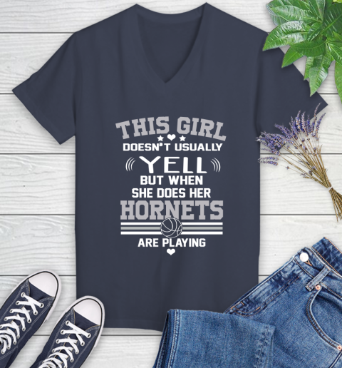 Charlotte Hornets NBA Basketball I Yell When My Team Is Playing Women's V-Neck T-Shirt 12
