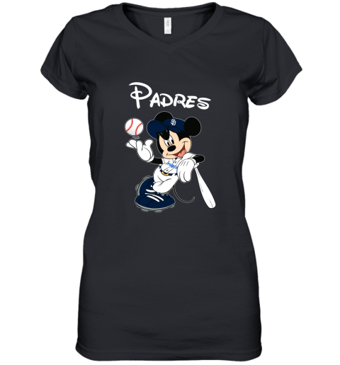 Baseball Mickey Team San Diego Padres Women's V-Neck T-Shirt