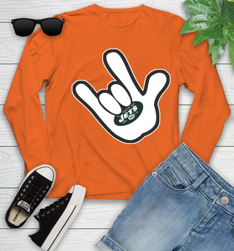 New York Jets NFL Football Mickey Rock Hand Disney Youth Long Sleeve 4
