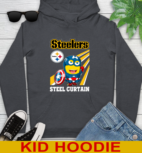 NFL Football Pittsburgh Steelers Captain America Marvel Avengers Minion Shirt Youth Hoodie 9