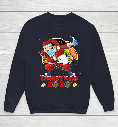Chicago Blackhawks Funny Santa Claus Dabbing Christmas 2020 NHL Youth Sweatshirt 2