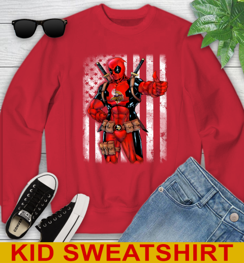 NFL Football Minnesota Vikings Deadpool American Flag Shirt Youth Sweatshirt 7