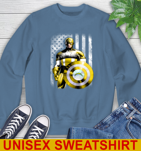 Los Angeles Chargers NFL Football Captain America Marvel Avengers American Flag Shirt Sweatshirt - Image 11