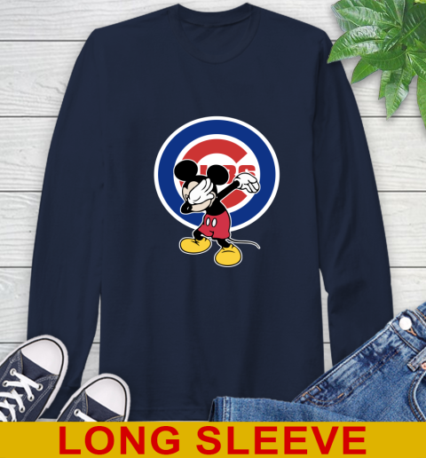 Chicago Cubs MLB Baseball Dabbing Mickey Disney Sports Long Sleeve T-Shirt 4