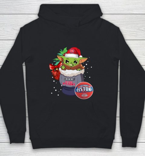 Detroit Pistons Christmas Baby Yoda Star Wars Funny Happy NBA Youth Hoodie