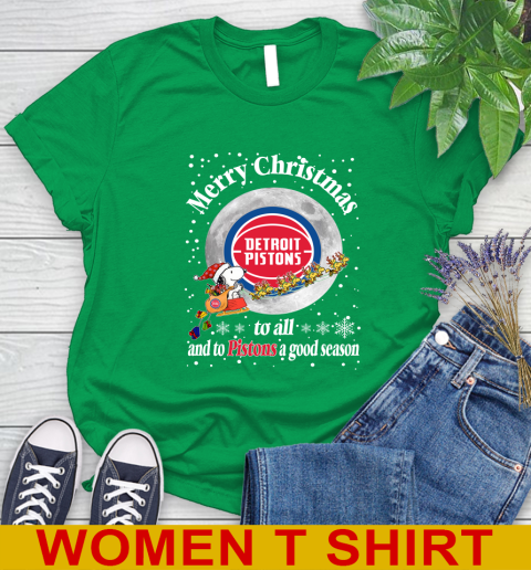 Detroit Pistons Merry Christmas To All And To Pistons A Good Season NBA Basketball Sports Women's T-Shirt 7
