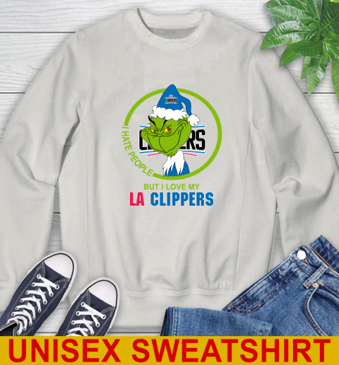 LA Clippers NBA Christmas Grinch I Hate People But I Love My Favorite Basketball Team Sweatshirt 12