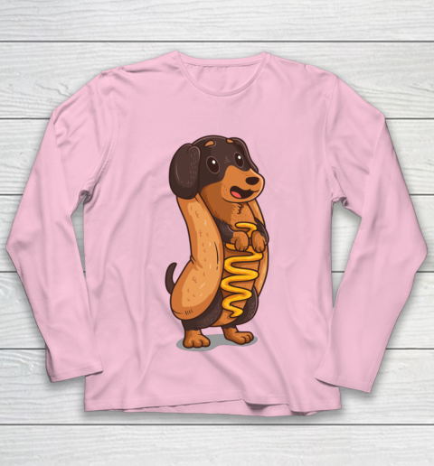 Wiener Dog Hotdog Bun Dachshund Funny Foodie Gift Hot Dog Youth Long Sleeve 6