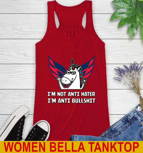 Washington Capitals NHL Hockey Unicorn I'm Not Anti Hater I'm Anti Bullshit Racerback Tank 6