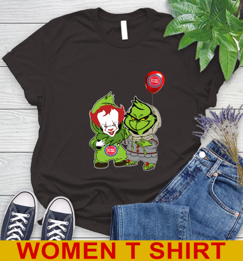 Detroit Pistons Baby Pennywise Grinch Christmas NBA Basketball Women's T-Shirt 8