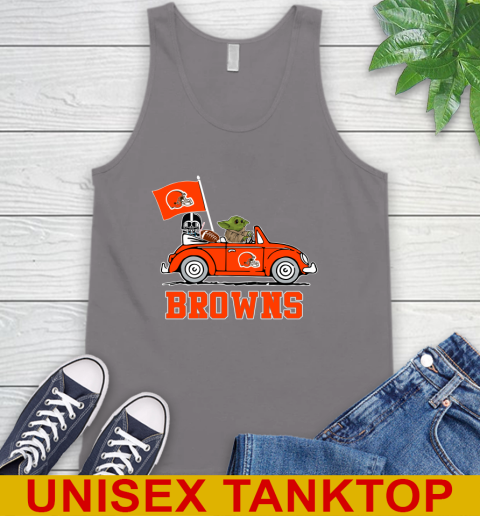 NFL Football Cleveland Browns Darth Vader Baby Yoda Driving Star Wars Shirt Tank Top 7