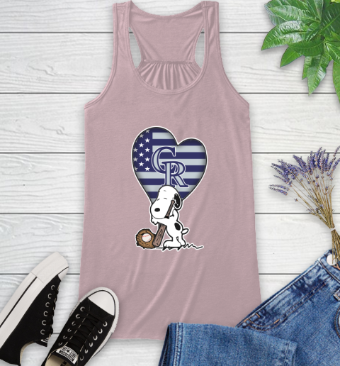 Colorado Rockies MLB Baseball The Peanuts Movie Adorable Snoopy Racerback Tank 11