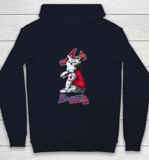 MLB Baseball My Cat Loves Atlanta Braves Youth Hoodie 2