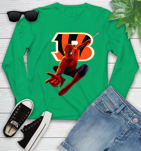 NFL Spider Man Avengers Endgame Football Cincinnati Bengals Youth Long Sleeve - Image 7