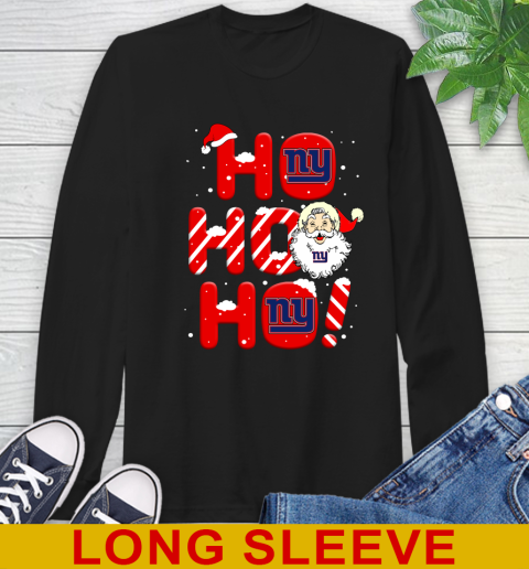 New York Giants NFL Football Ho Ho Ho Santa Claus Merry Christmas Shirt Long Sleeve T-Shirt