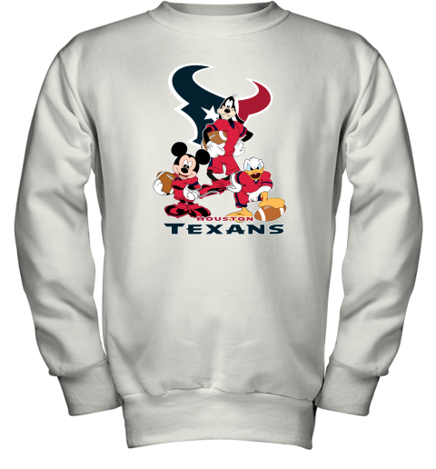 Mickey Donald Goofy The Three Houston Texans Football Youth Sweatshirt