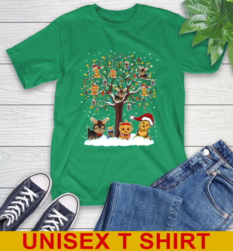 Yorkie dog pet lover light christmas tree shirt 7