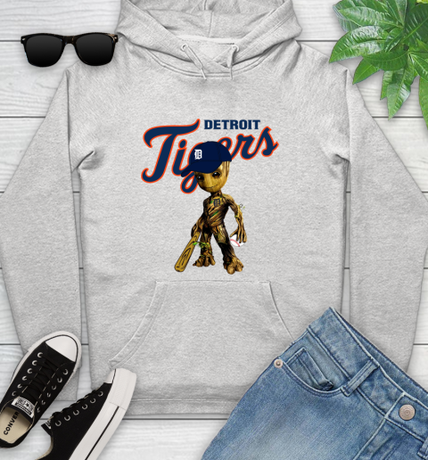 MLB Detroit Tigers Groot Guardians Of The Galaxy Baseball Youth Hoodie