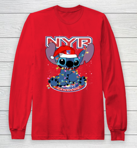 New York Rangers NHL Hockey noel stitch Christmas Long Sleeve T-Shirt 7
