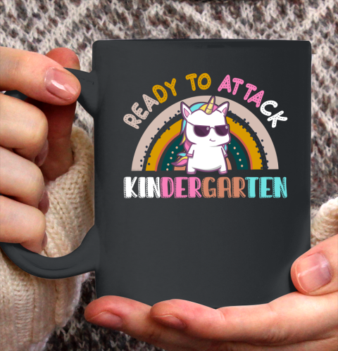 Back to school shirt Ready To Attack Kindergarten Unicorn Ceramic Mug 11oz