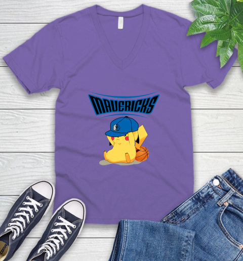NBA Pikachu Basketball Sports Dallas Mavericks V-Neck T-Shirt 9