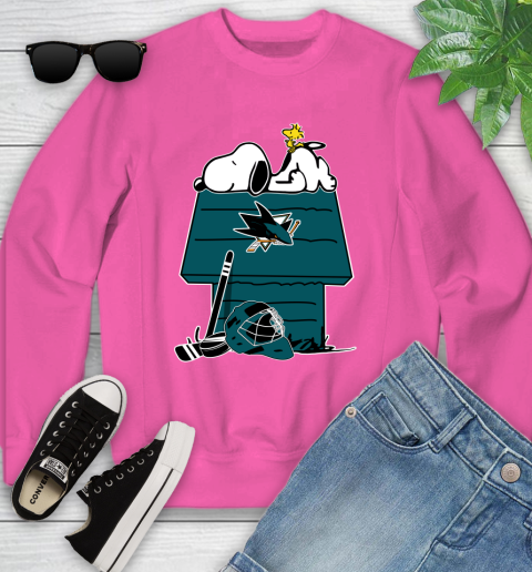 San Jose Sharks NHL Hockey Snoopy Woodstock The Peanuts Movie Youth Sweatshirt 7