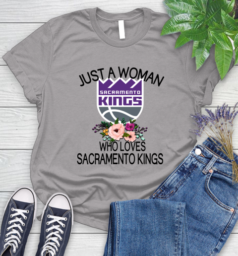 NBA Just A Woman Who Loves Sacramento Kings Basketball Sports Women's T-Shirt 3