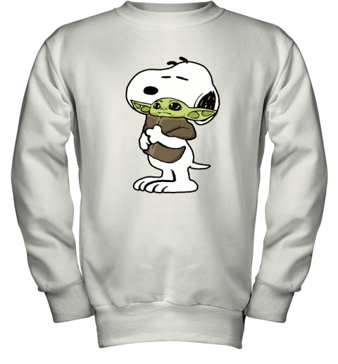 Snoopy Hugging Baby Yoda Youth Sweatshirt