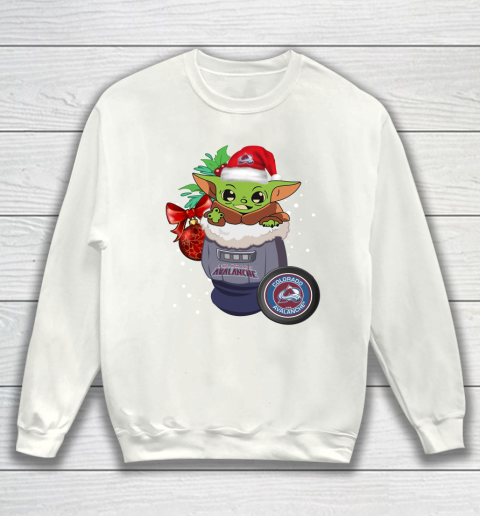 Colorado Avalanche Christmas Baby Yoda Star Wars Funny Happy NHL Sweatshirt 2