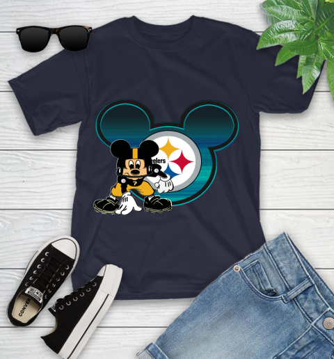 NFL Pittsburgh Steelers Mickey Mouse Disney Football T Shirt Youth T-Shirt 3