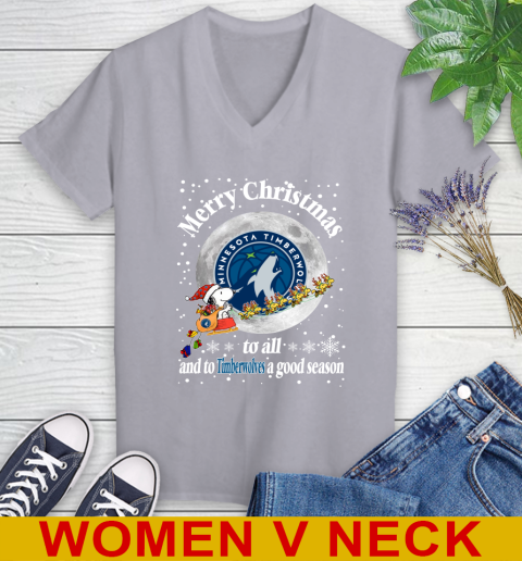 Minnesota Timberwolves Merry Christmas To All And To Timberwolves A Good Season NBA Basketball Sports Women's V-Neck T-Shirt 4