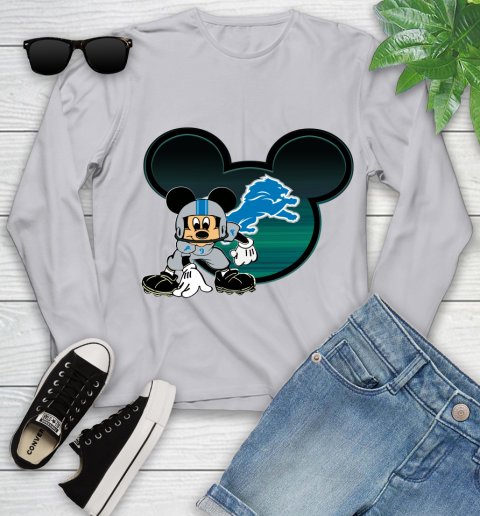 NFL Detroit Lions Mickey Mouse Disney Football T Shirt Youth Long Sleeve 5